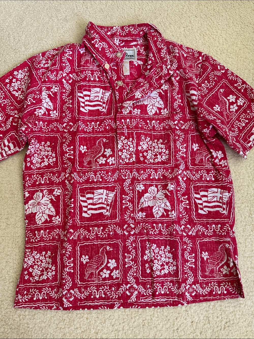 reyn spooner Red & White Hawaiian Print Short-Sleeve aloha shirt